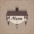 Menu with grapes on a stone wall Royalty Free Stock Photo