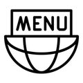 Menu and half globe icon, outline style Royalty Free Stock Photo