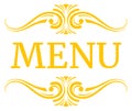 Menu header in vintage ornate style. Decorative calligraphic element