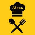 Menu icon. Chef hat and spoon, fork. Vector illustration Royalty Free Stock Photo