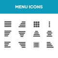 Menu icon set flat design. good for application, website, web design icons, ui ux icons Royalty Free Stock Photo