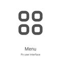 menu icon vector from px user interface collection. Thin line menu outline icon vector illustration. Linear symbol for use on web Royalty Free Stock Photo