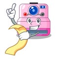 With menu instant camera in a shape character