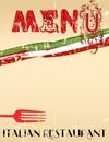 Menu for Italian restaurant,