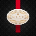Menu label with calligraphic ornament