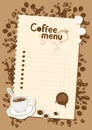 Menu list for hot chocolate and coffee