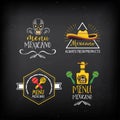 Menu mexican logo and badge design. Royalty Free Stock Photo