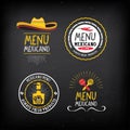 Menu mexican logo and badge design. Royalty Free Stock Photo