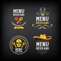 Menu mexican logo and badge design. Vector with graphic.