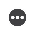 Menu, more flat icon. Round simple button, circular vector sign.