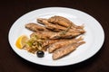 The menu - photo - fried fish - gobies in batter Royalty Free Stock Photo