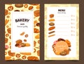 Banner with baker and menu with pastry