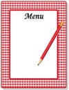 Menu, Red Gingham Royalty Free Stock Photo