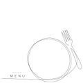 Menu restaurant backgrouns line drawing design plate and fork silhouette vector illustration