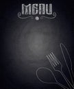 Menu of restaurant on black chalkboard background Royalty Free Stock Photo