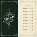 Menu for the restaurant in retro Baroque style