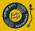 Menu for retro music restaurant with vinyl record