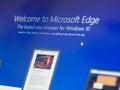 Menu screen of new Windows 10 focussed on Mirosoft Edge icon Royalty Free Stock Photo
