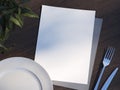 Menu sheets and plate. 3d rendering Royalty Free Stock Photo
