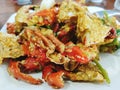 Menu stir-fried crab with curry paste, eggs, vegetables, ready to eat. Royalty Free Stock Photo