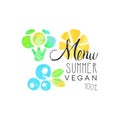 Menu summer vegan 100 percent logo, element for healthy food and drinks, vegetarian restaurant and bar menu, fruit