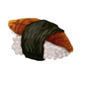 Menu sushi roll icon, cartoon style