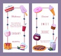 Menu for sweet blueberry dessert. Icon, poster and banner concept berry dessert.