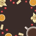 Menu Template with Coffee, Chocolate and Fruits Royalty Free Stock Photo