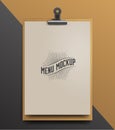 Menu Template. Mock Up. Realistic Vector Illustration.