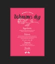 Menu template for Valentine Day dinner. Royalty Free Stock Photo