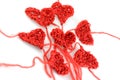 Meny wool hearts on white Royalty Free Stock Photo