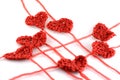 Meny wool hearts on white Royalty Free Stock Photo