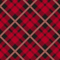 Menzies tartan black red kilt diagonal fabric texture background seamless pattern.Vector illustration. EPS 10. No gradients.