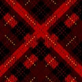 Menzies tartan black red kilt diagonal fabric texture background seamless pattern.Vector illustration. EPS 10. No Royalty Free Stock Photo