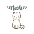 Meow brush calligraphy. Cute little cat.