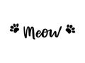 Meow, cat cute print. Vector lettering, cute slogan about cat Royalty Free Stock Photo