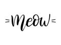 Meow, cat cute print. Vector lettering, cute slogan about cat Royalty Free Stock Photo
