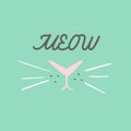 Meow - lettering with cats nose and mustache