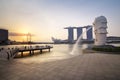 The Mer lion fountain and marina bay sands