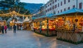 Merano Christmas market in the evening, Trentino Alto Adige, northern Italy.