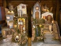 MERANO, ITALY - DECEMBER 8, 2022: Christmas Manger scene with little village of nativity scene at the christmas