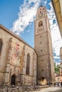 View at the Bell Tower of Church of Saint Nicholas in Merano - Italy Royalty Free Stock Photo