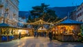 Merano Christmas market in the evening, Trentino Alto Adige, northern Italy. Royalty Free Stock Photo