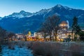 Merano Christmas market in the evening, Trentino Alto Adige, northern Italy.