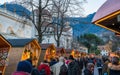 Merano Christmas market in the evening, Trentino Alto Adige, northern Italy.