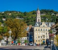 Merano in South Tyrol, a beautiful city of Trentino Alto Adige, Autumn view of the Cathedral of Meran. Italy.