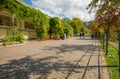 Merano in South Tyrol, a beautiful city of Trentino Alto Adige, View on the famous promenade along the Passirio river. Italy.