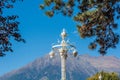 Merano in South Tyrol, a city of Trentino Alto Adige, View on the famous promenade along the Passirio river. typical street lamp