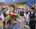 Merano, South Tyrol, Italy - 15 October 2023 Traditional parade of music bands at grape festival