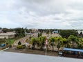 Merauke - july 2022 : city atmosphere on a cloudy street in merauke